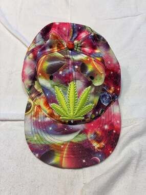 Sport Galaxy Print Snapback Hat with Embroidered Leaf